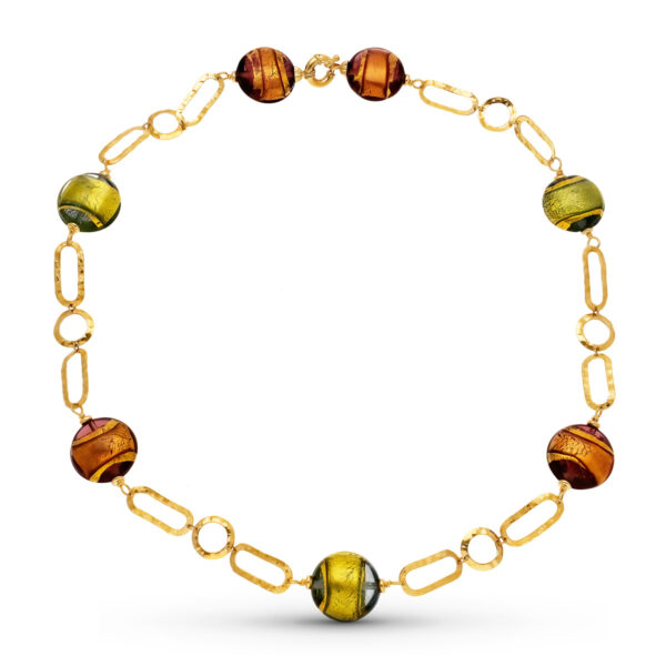 18K GARGANTILA ORO AMARILLO COLLAR BOLAS MURANO 19 MM 50 CM