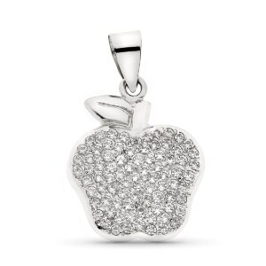 18K COLGANTE ORO BLANCO MANZANA CON CIRCONITAS 21X17 MM