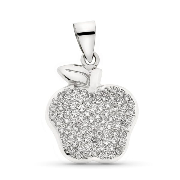 18K COLGANTE ORO BLANCO MANZANA CON CIRCONITAS 21X17 MM