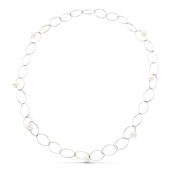 18K COLLAR ORO BLANCO 7 PERLA CULTIVADAS 86 CM