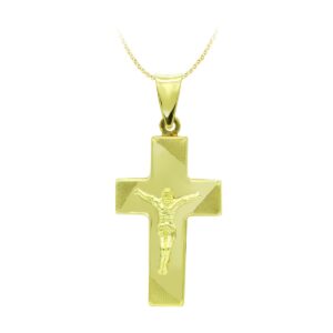 18K CRUZ ORO AMARILLO CON CRISTO HUECA 27X15 MM