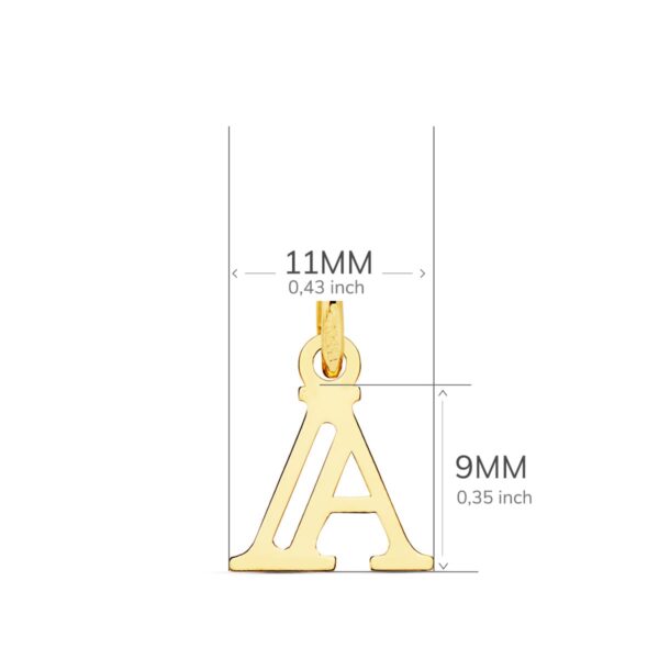 18K COLGANTE LETRA " A " 11X9 MM - Imagen 2