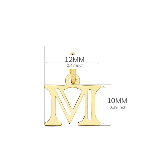 18K COLGANTE LETRA " M " . 12X10 MM - Imagen 2