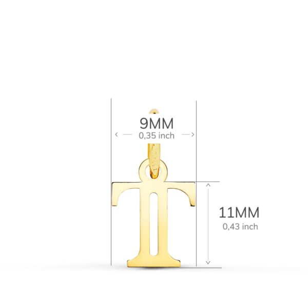 18K COLGANTE LETRA " T " . 11X9 MM - Imagen 2