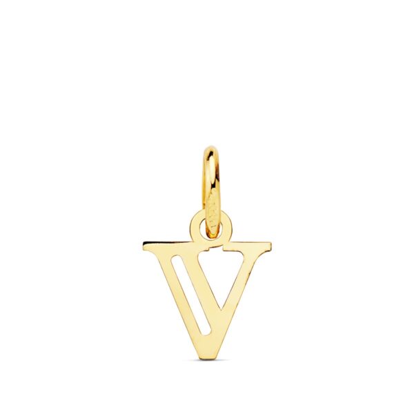 18K COLGANTE LETRA " V " . 11X9 MM