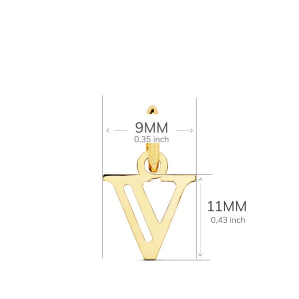 18K COLGANTE LETRA " V " . 11X9 MM - Imagen 2