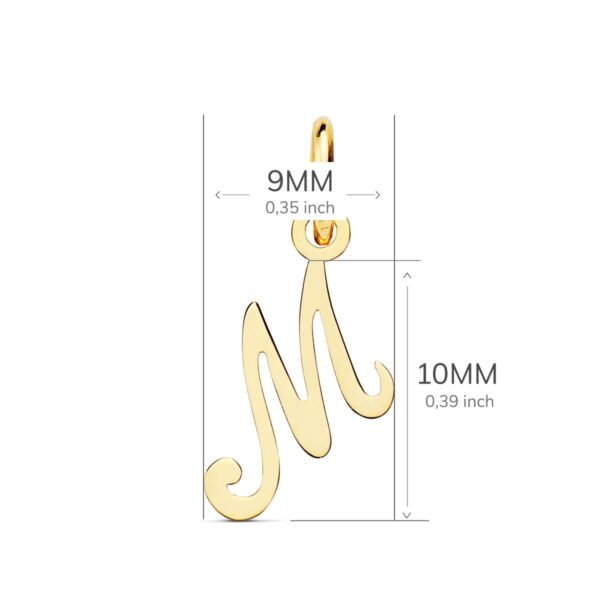 18K COLGANTE LETRA " M " 10X9 MM - Imagen 2