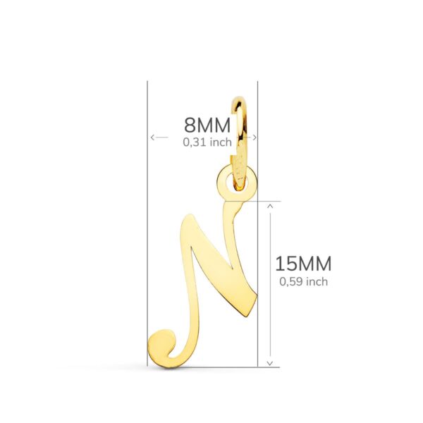 18K COLGANTE LETRA " N " 15X8 MM - Imagen 2