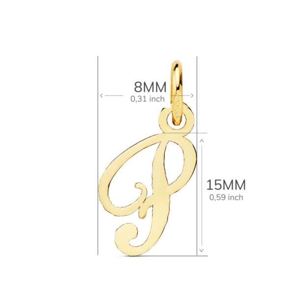 18K COLGANTE LETRA " P " 15X8 MM - Imagen 2
