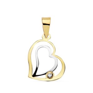 18K COLGANTE CORAZON BICOLOR 16X14 MM