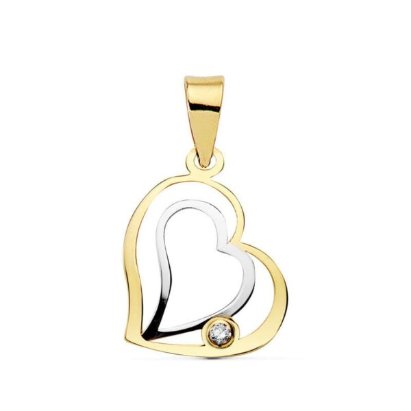 18K COLGANTE CORAZON BICOLOR 16X14 MM