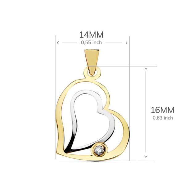 18K COLGANTE CORAZON BICOLOR 16X14 MM - Imagen 2