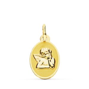 9K MEDALLA ORO AMARILLO ANGEL BURLON. 17X10 MM