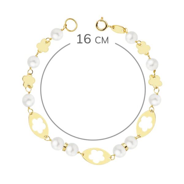 18K PULSERA COMUNION PERLA 5.5 MM 16CM - Imagen 2