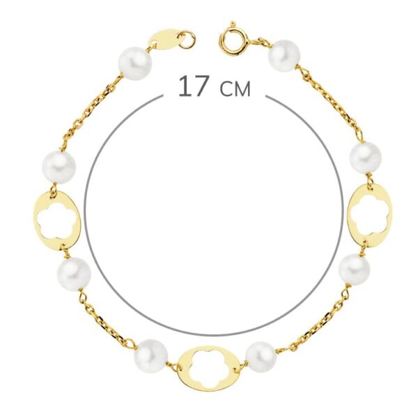 PULSERA 9 KTES PERLAS Y MOTIVOS. 17 CM. - Imagen 2