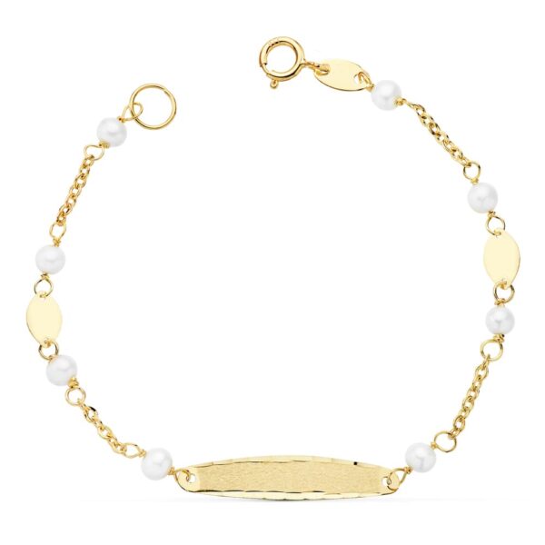18K ESCLAVA COMUNION PERLA 3.5MM 15 CM