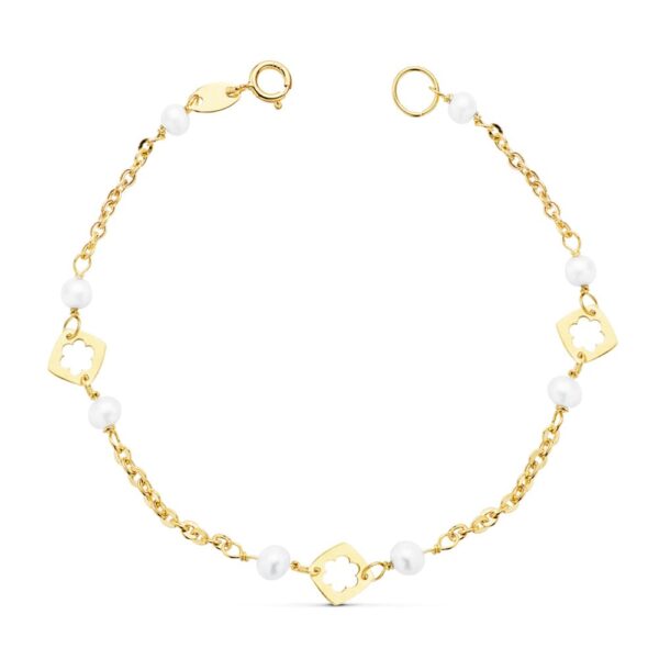 18K PULSERA NIÑA PERLA 3.5 MM 15.5 CM