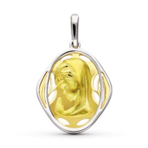 18K MEDALLA ORO BICOLOR VIRGEN NIÑA 21X17 MM