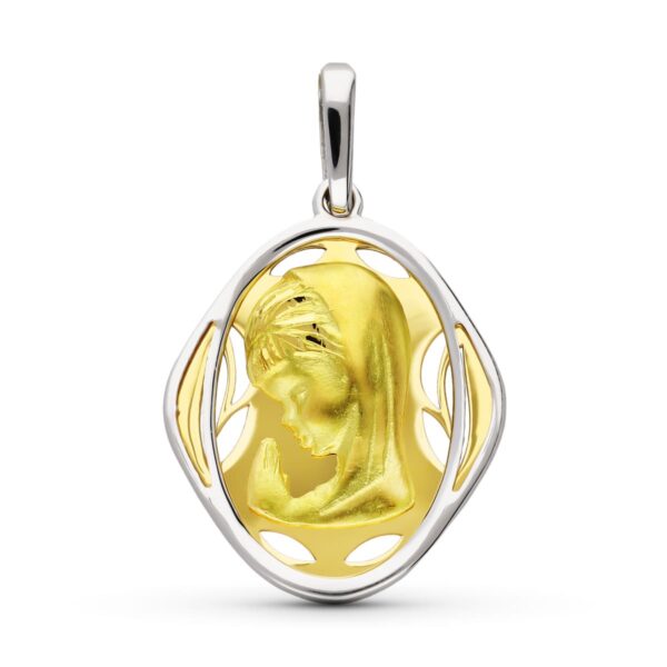 18K MEDALLA ORO BICOLOR VIRGEN NIÑA 21X17 MM