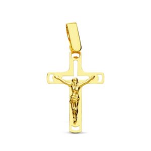 18K CRUZ CON CRISTO CALADA LASER