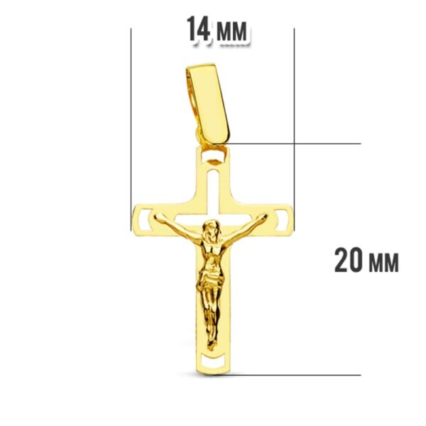 18K CRUZ CON CRISTO CALADA LASER - Imagen 2