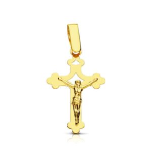 18K CRUZ CON CRISTO CALADA LASER. 22X14 MM