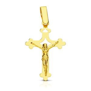 18K CRUZ CON CRISTO GRANDE CALADA LASER