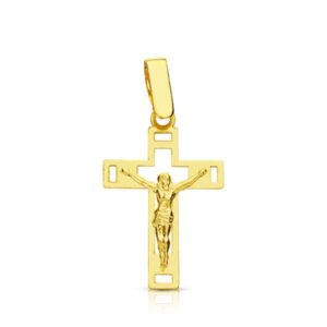 18K CRUZ CON CRISTO CALADA LASER. 22X14 MM