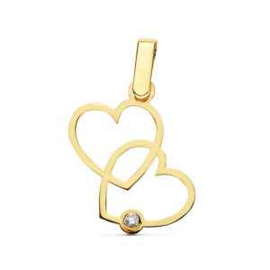 COLGANTE ORO AMARILLO 9 KTES CORAZONES. 20 X 13 MM.