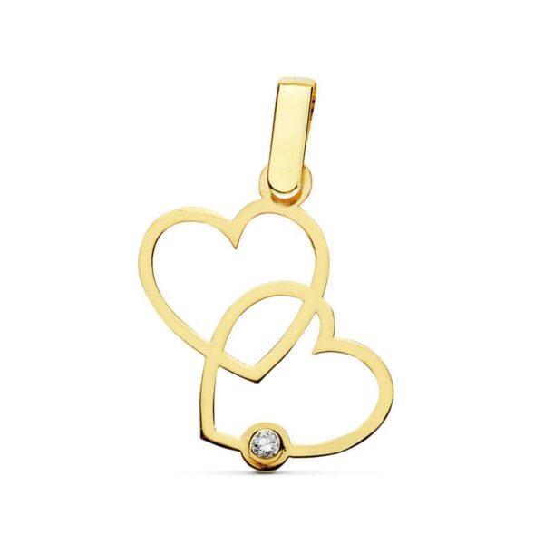 COLGANTE ORO AMARILLO 9 KTES CORAZONES. 20 X 13 MM.