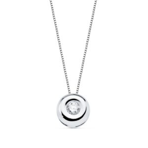 18K GARGANTILLA ORO BLANCO CHATON DIAMANTE 0.045 QTS. H-I CADENA 42 CM