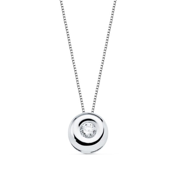 18K GARGANTILLA ORO BLANCO CHATON DIAMANTE 0.045 QTS. H-I CADENA 42 CM