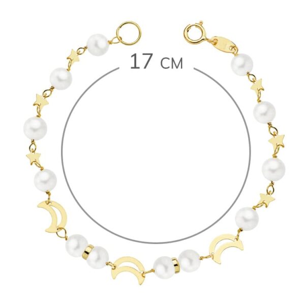 18K PULSERA COMUNION PERLA 5 MM 17 CM - Imagen 2