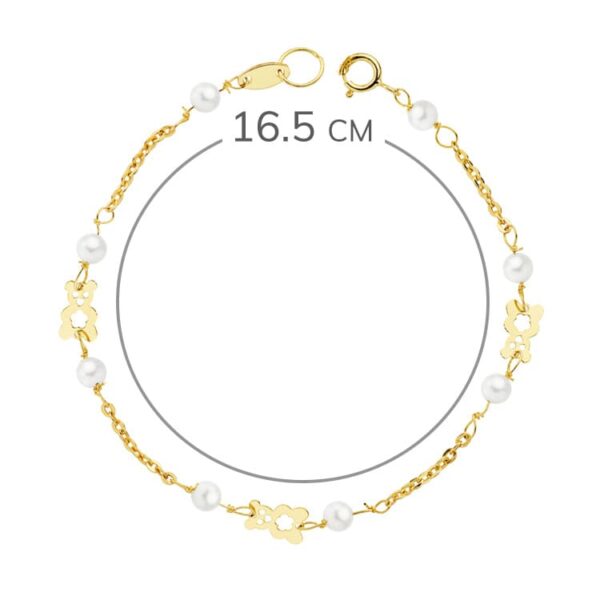 18K PULSERA PERLA Y OSO S. 16.5 CM - Imagen 2