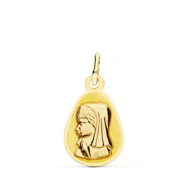 18K MEDALLA VIRGEN NIÑA GOTA 17X10 MM
