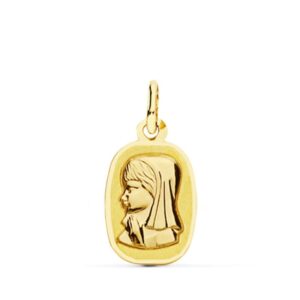 18K MEDALLA VIRGEN NIÑA LASER. 17X10 MM