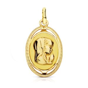 18K MEDALLA VIRGEN NIÑA OVAL. 20X12 MM