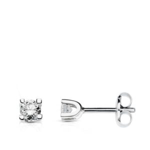 18K PENDIENTES ORO BLANCO CON DIAMANTES TALLA BRILLANTE 0.120 QTS. SI-H