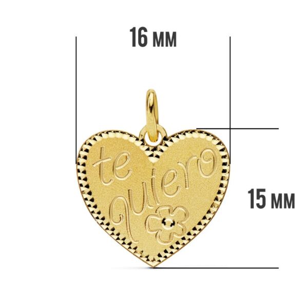 18K COLGANTE CORAZON " TE QUIERO " 16X15 MM - Imagen 2