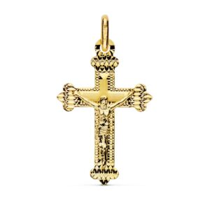 18K CRUZ CON CRISTO TALLADA 23X15 MM