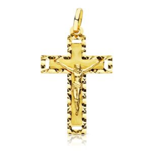 18K CRUZ CON CRISTO TALLADA 27X17 MM