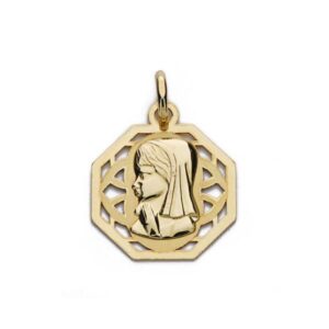 18K MEDALLA VIRGEN NIÑA CERCO CALADO 17X14 MM