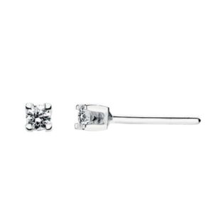 18K PENDIENTES DIAMANTES ORO BLANCO GARRAS 0.09 QTS. SI-H