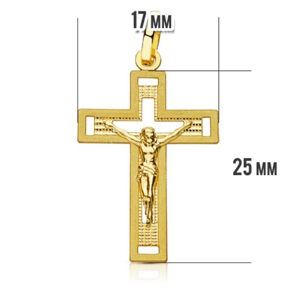18K CRUZ CON CRISTO TALLADA 28X17 MM - Imagen 2