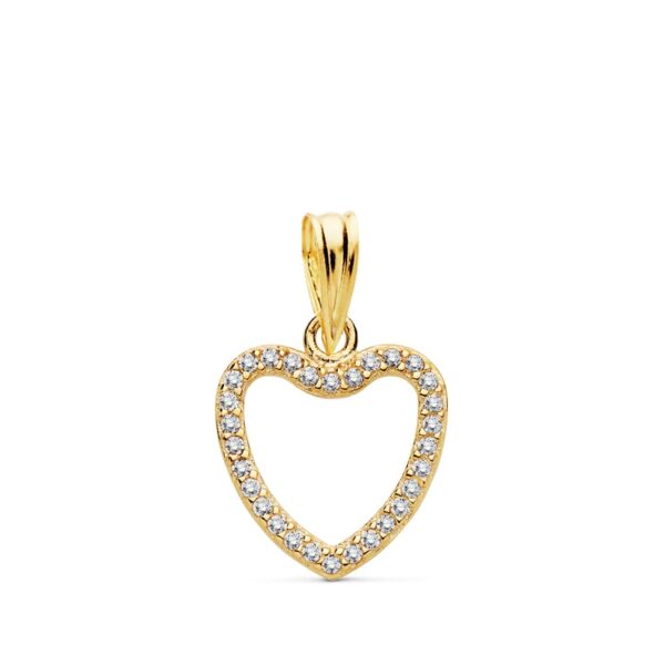 18K COLGANTE ORO AMARILLO CORAZON CIRCONITAS 13X13 MM