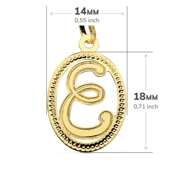 18K COLGANTE INICIAL LETRA E. 21X14 MM - Imagen 2
