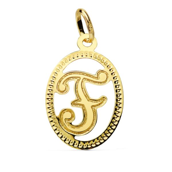 18K COLGANTE INICIAL LETRA F 21X14 MM