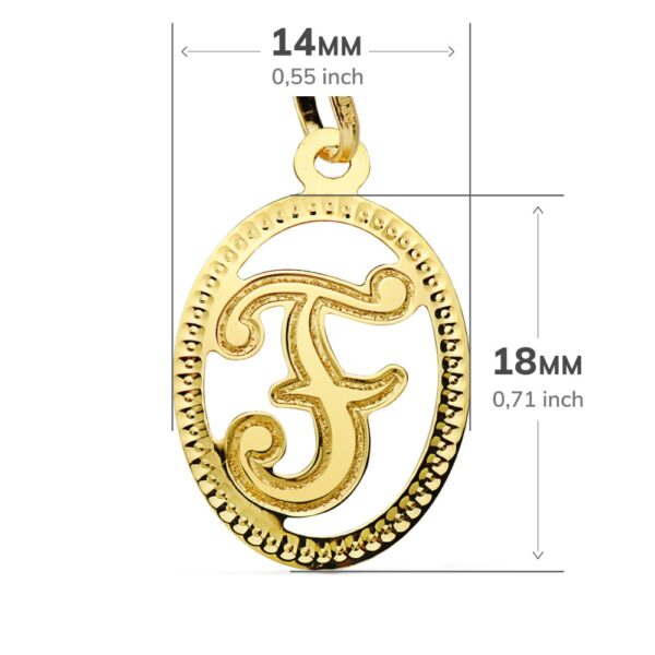 18K COLGANTE INICIAL LETRA F 21X14 MM - Imagen 2
