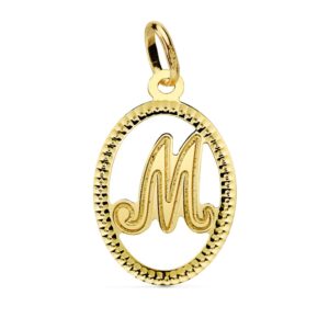 18K COLGANTE INICIAL LETRA M. 21X14 MM