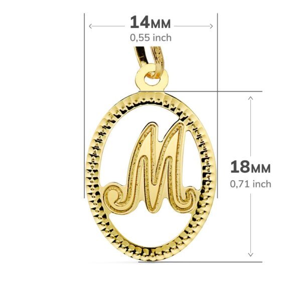 18K COLGANTE INICIAL LETRA M. 21X14 MM - Imagen 2
